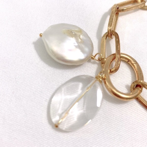 MAISON IREM 18K Vermeil Freshwater Cultured Pearl Chunky Smiley Bracelet - Picture 12 of 17